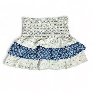 Storia Cream Textured Fabric Skirt Small